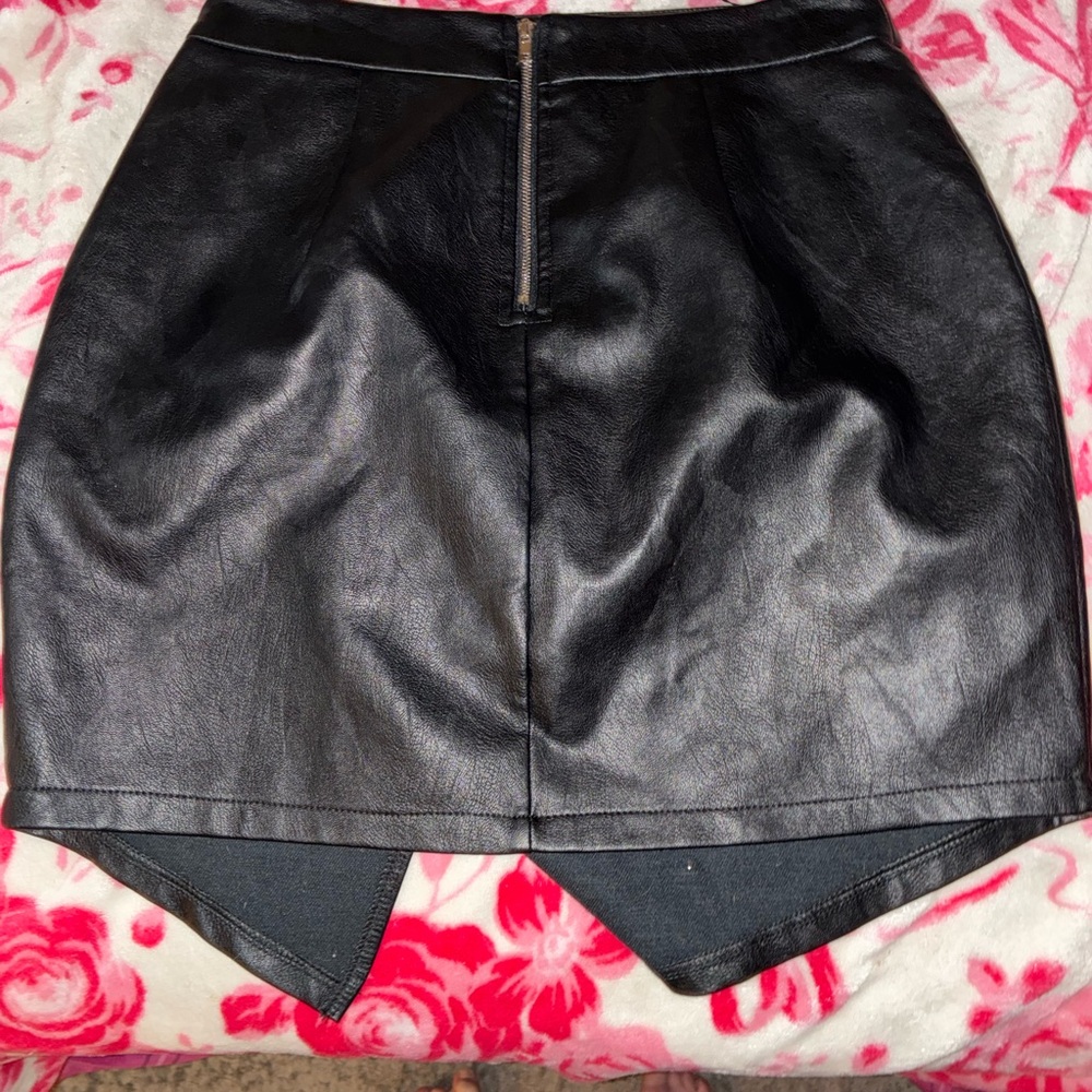 Black Faux Leather skirt with studded rhinestones from REVOLVE - Picture 4 of 6